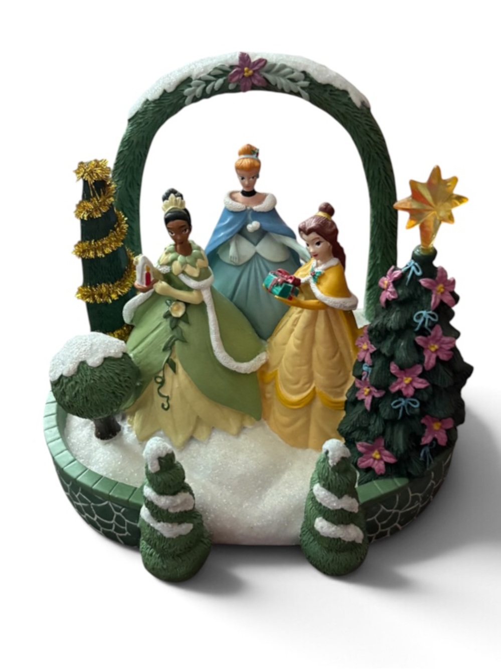 St. Nicholas square Disney princess Christmas village center piece Tiana Belle
